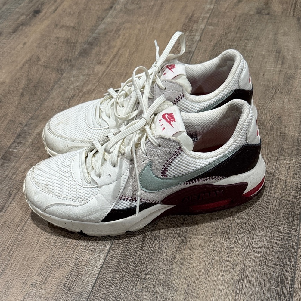 Nike Air Max White and Maroon Sneakers